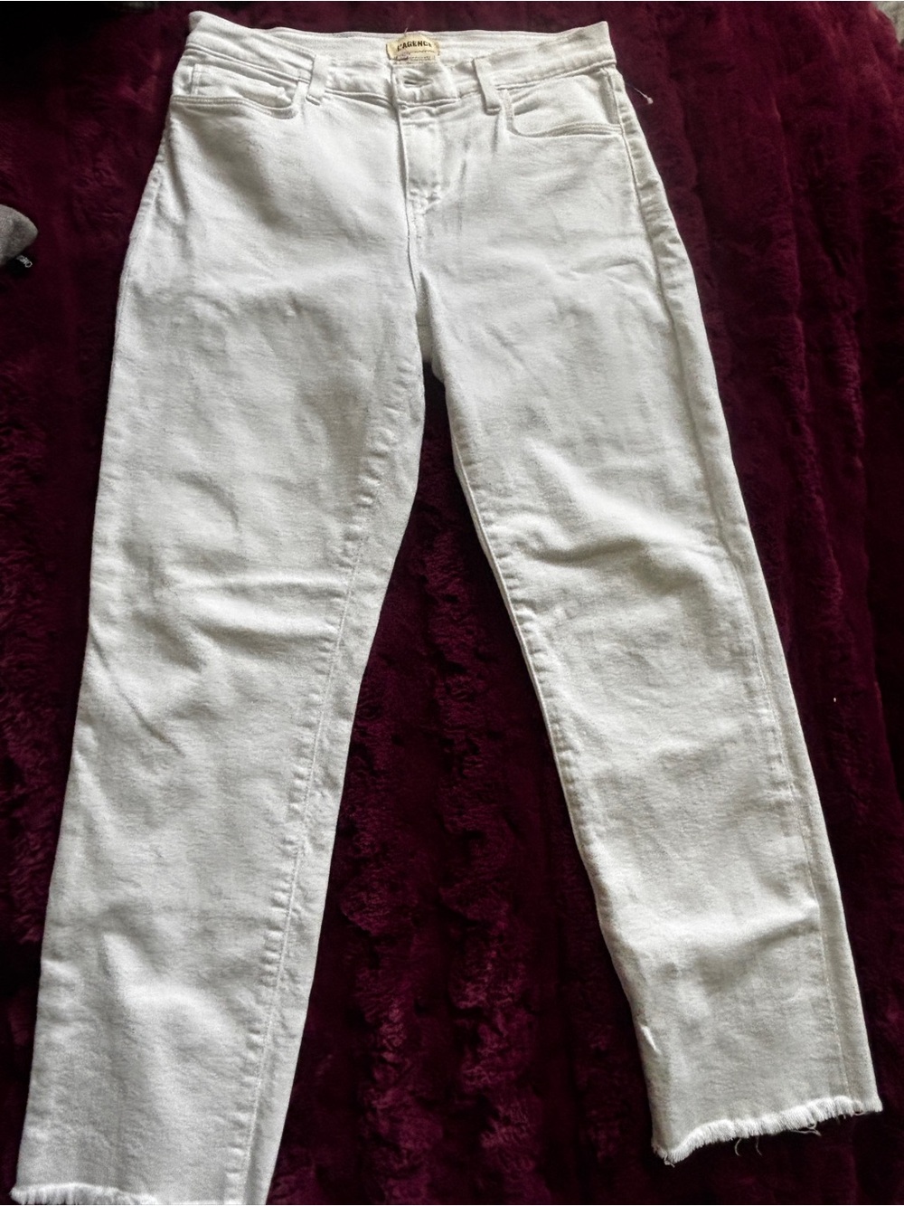 L’agence Women's frayed hem white Denim Jeans nmwashed never worn